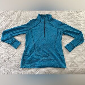 LULULEMON Rush Hour 1/2 Zip Sz 12 Running Luon Spray Jacquard Jacket Blue Black